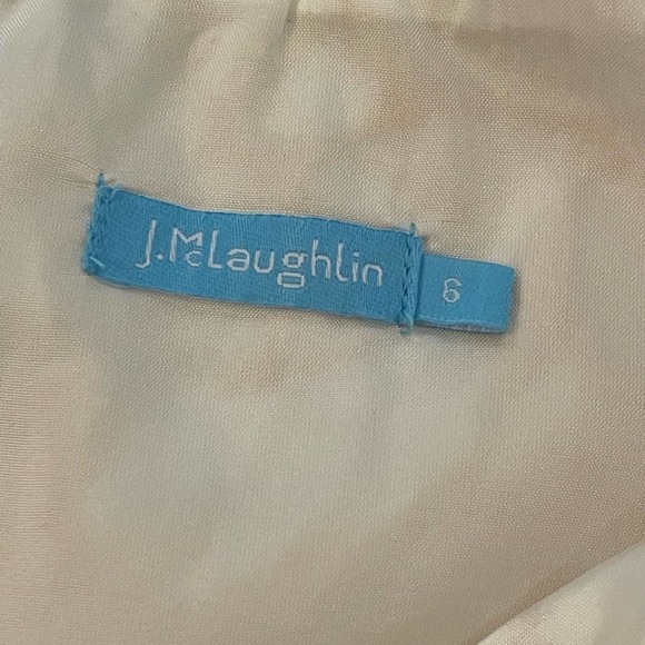 J McLaughlin Ariana Champagne Metallic Palm Leaf Dress Gold SZ 6 - Picture 9 of 12